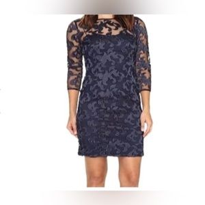 Aidan Aidan Mattox 3/4 Sleeve Lace Cocktail Dress Navy Blue Size 4 NWT